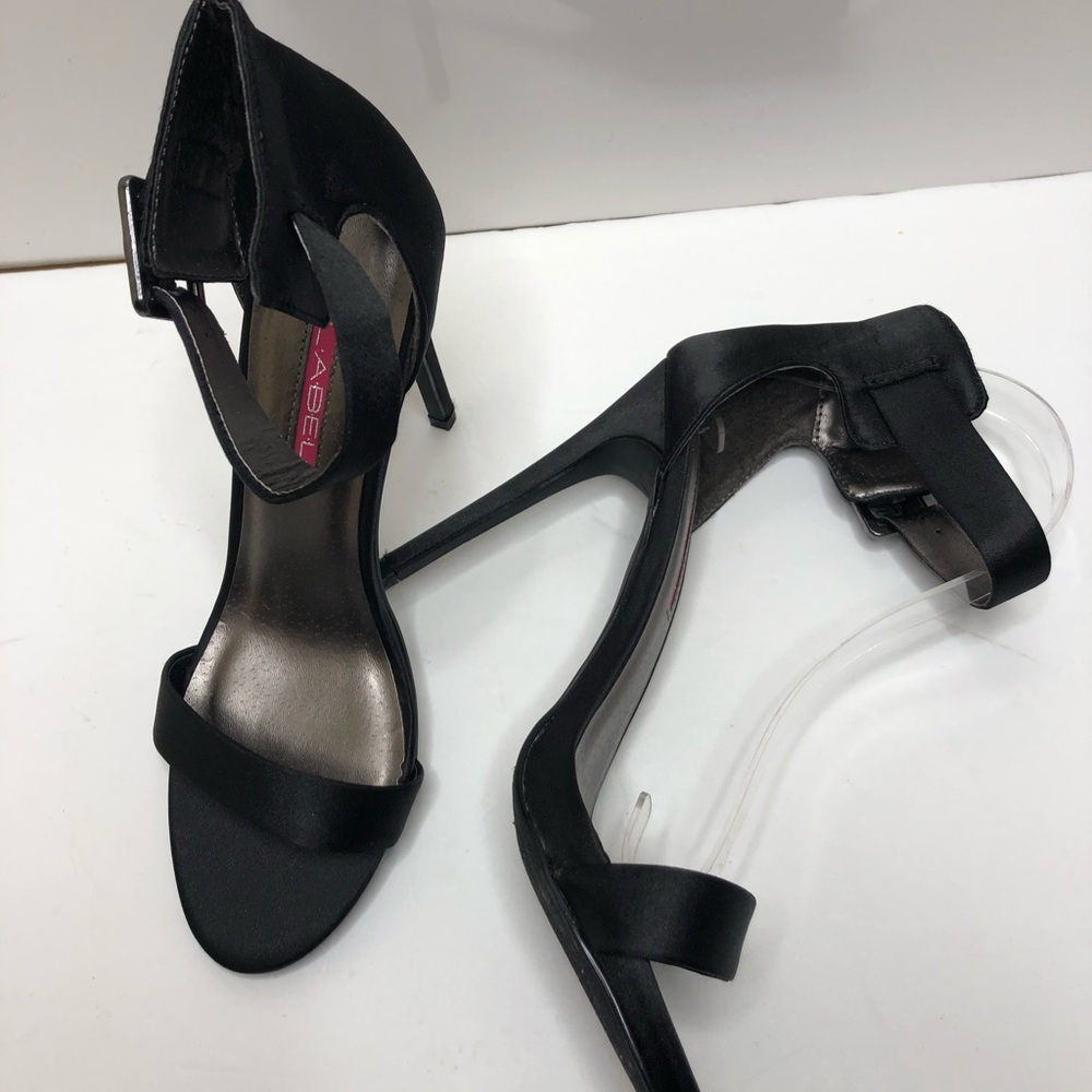 C Label Olive Black Satin Ankle Strap Heels - Picture 6 of 7